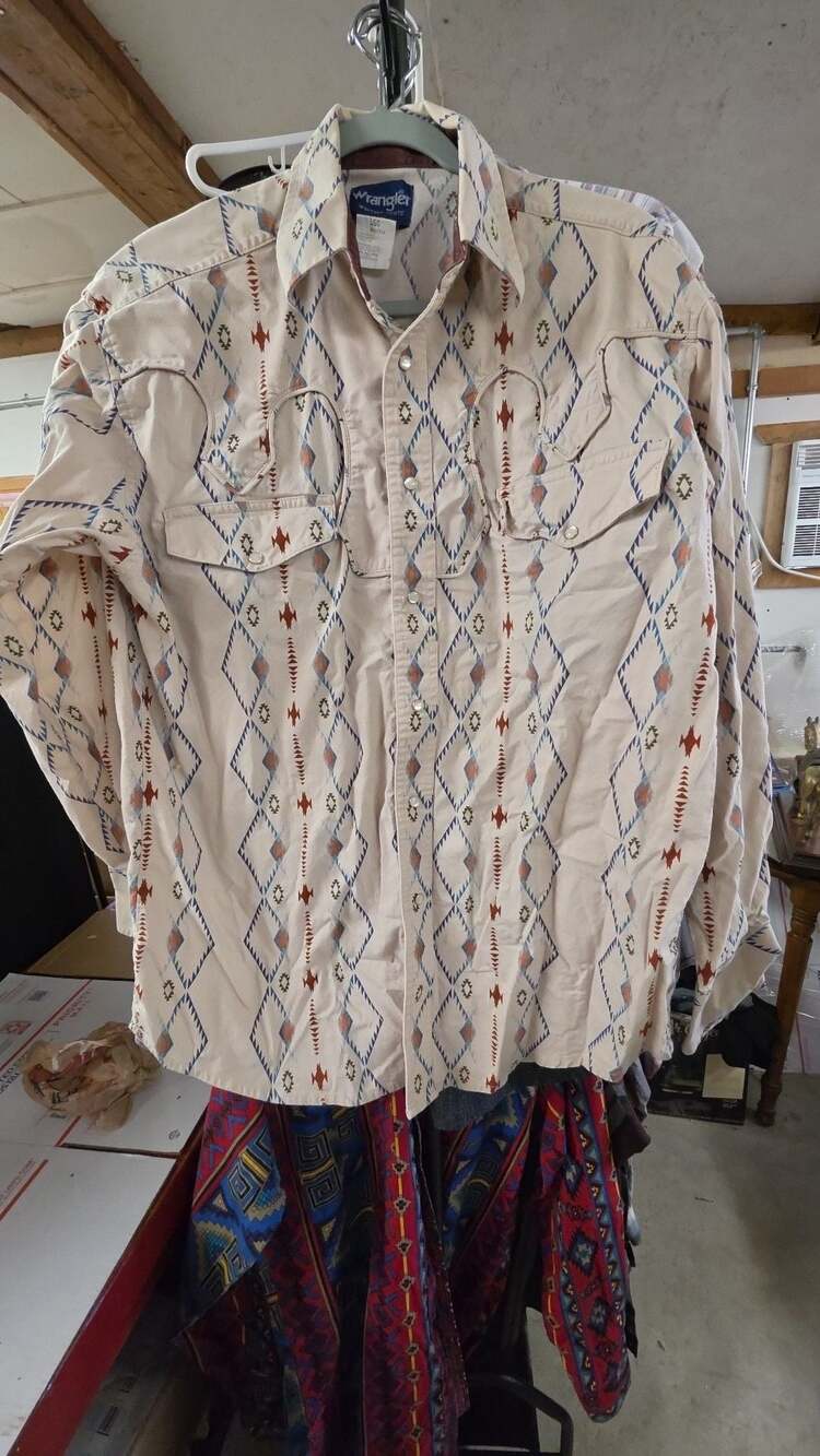 Wrangler Western Shirts Men's Long Sleeve Snap Button-Up Aztec Print Shirt